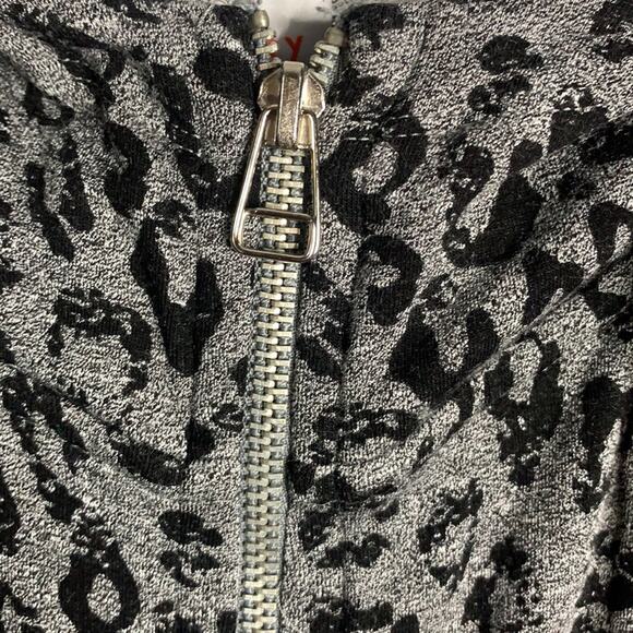 Sundry Animal Print Gray Black Zip-up Drawstring Super Soft Hoodie W-163 Sz S - Picture 4 of 10